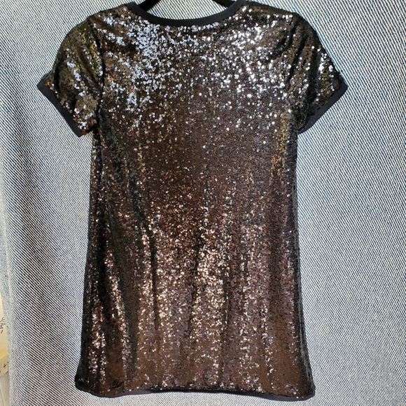 Black Party Dress! Joe Fresh - Size L -  Sequin Shift Mini Dress - BNWT - Picture 2 of 10